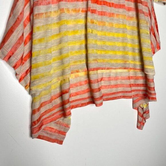 Sundance Womens Top Size S Yellow Striped Long Sleeve Asymmetrical Hem Blouse - Picture 4 of 10